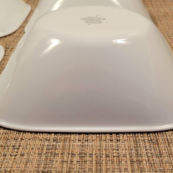 Corelle Set (4) CEREAL Salad BOWL Square White & RED Trim CORNING Vintage 6 1/4" - Picture 7 of 11